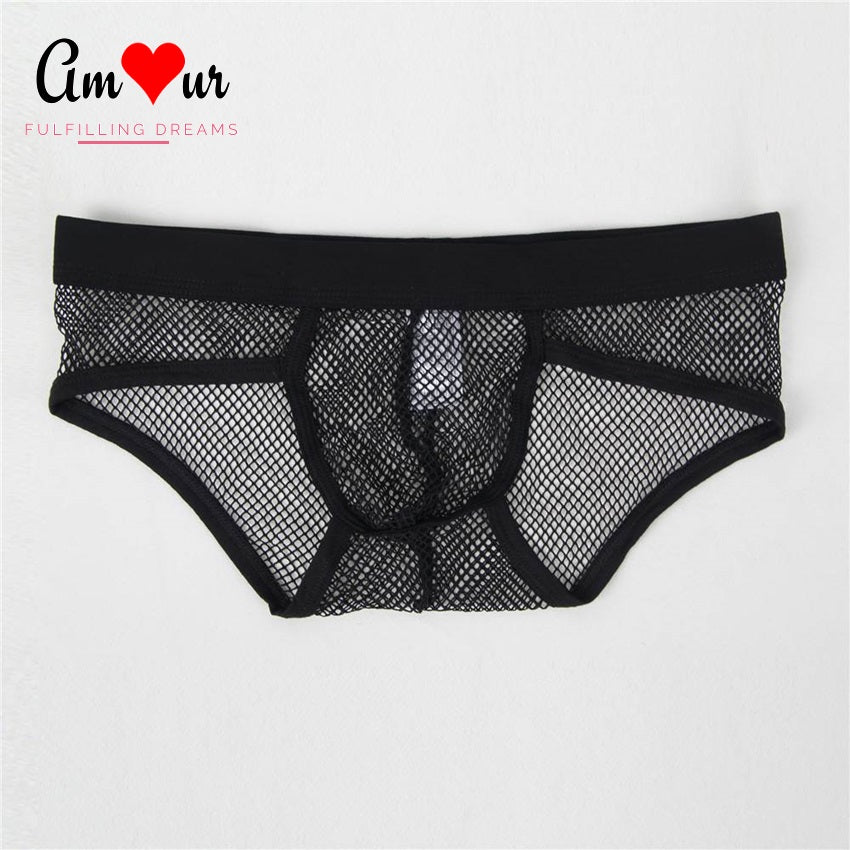 Black mesh net male brief