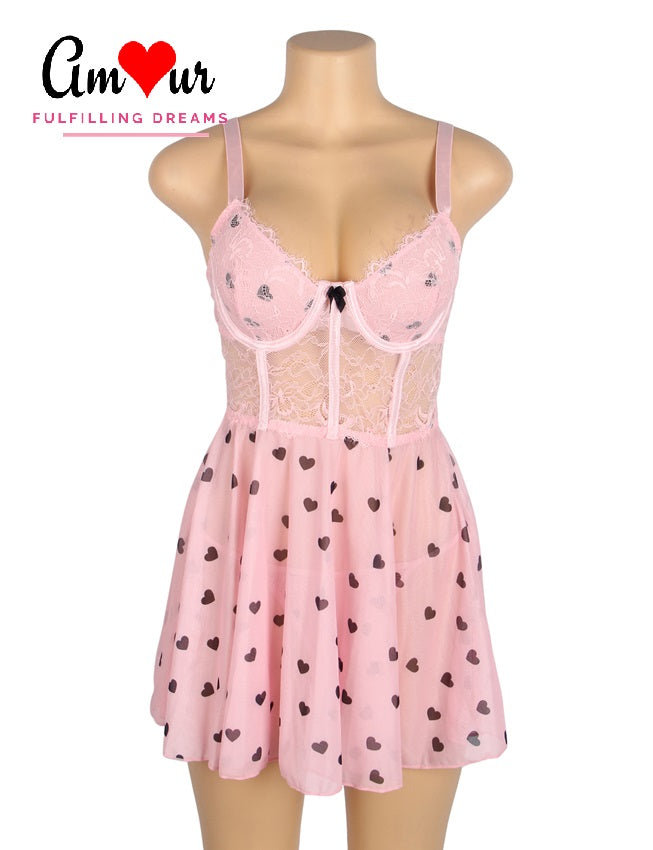 on Mannikin pink lace babydoll