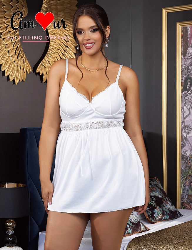 plus size white lace babydoll