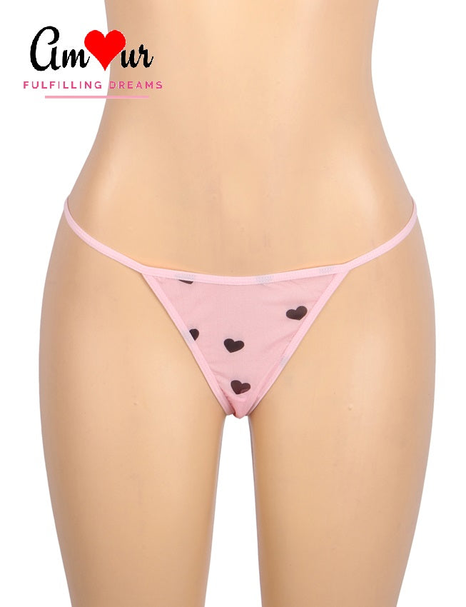 hearts print gstring underwear
