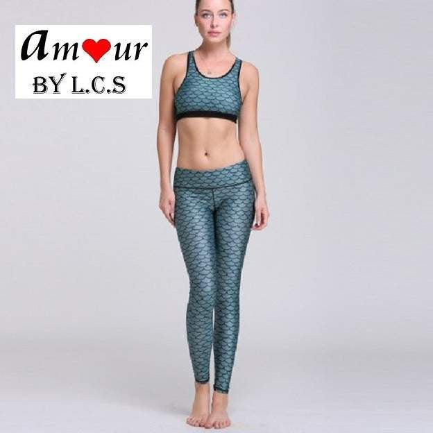 Mermaid Yoga Crop Top and Leggings Set  Amour Lingerie