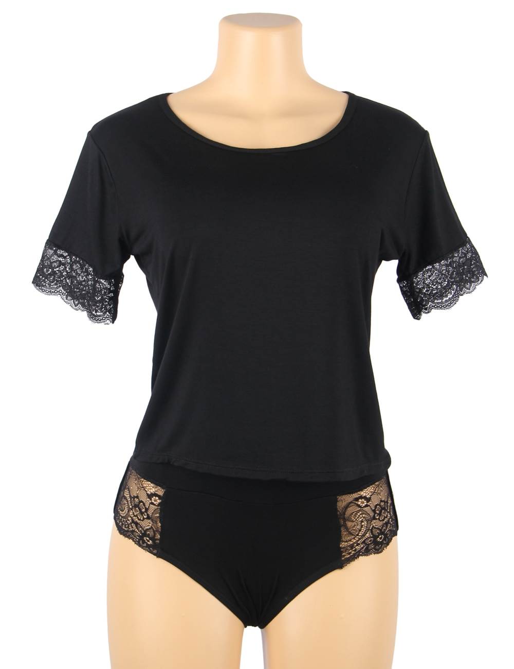 Kittenish Navy Lace T-Shirt & Boyshorts Pyjamas Set