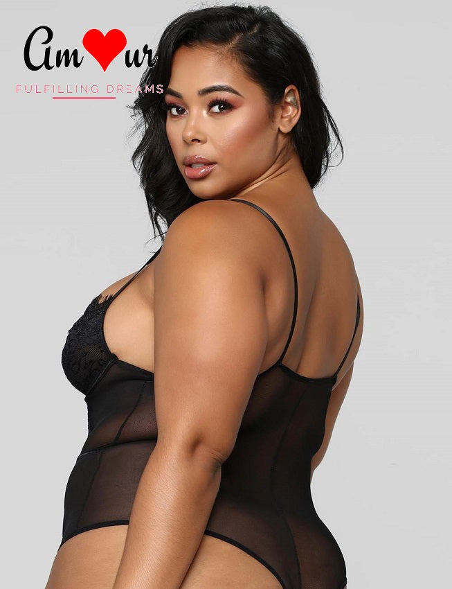 plus size sheer lace teddy