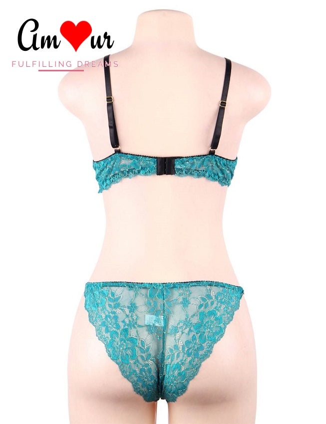 Strappy Ornamental Bra and Panty Lingerie Set