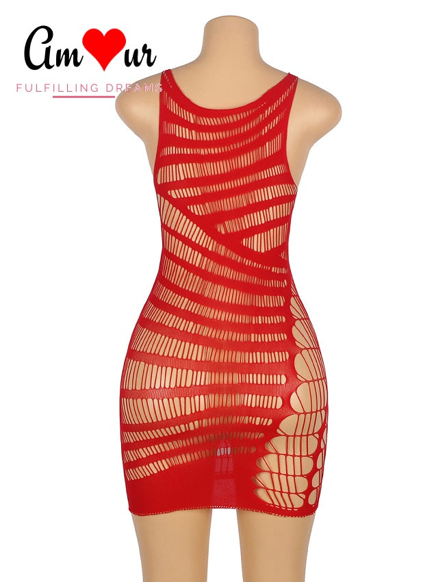 Vivacious Sexy Hollow-Out Bodystocking Babydoll