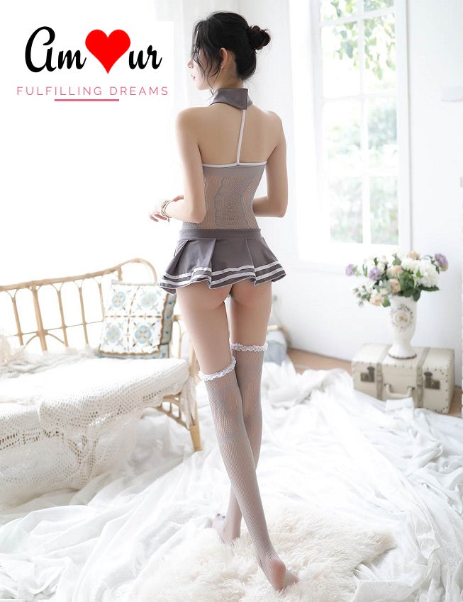 Playful Student Inspired Lace Babydoll Dress