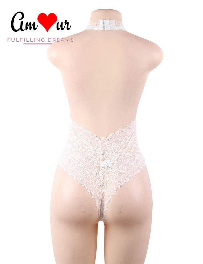 Royal Lace Open-Front Sexy Teddy Lingerie