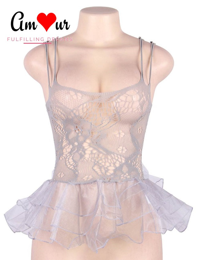 grey lace ballerina dress