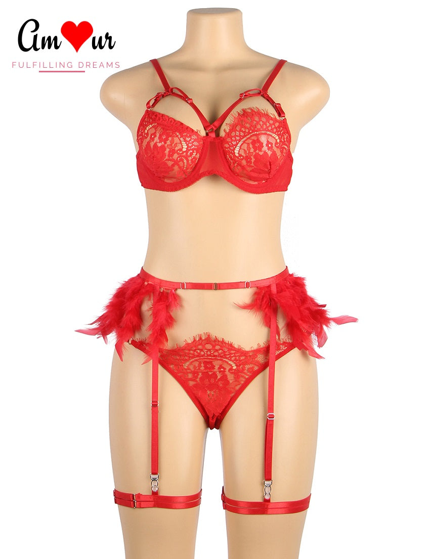 red lace bra panty on mannikin