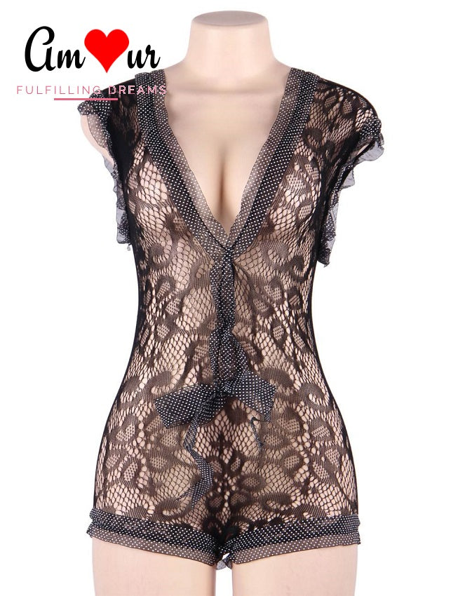 Sexy & Playful Lace Romper Set