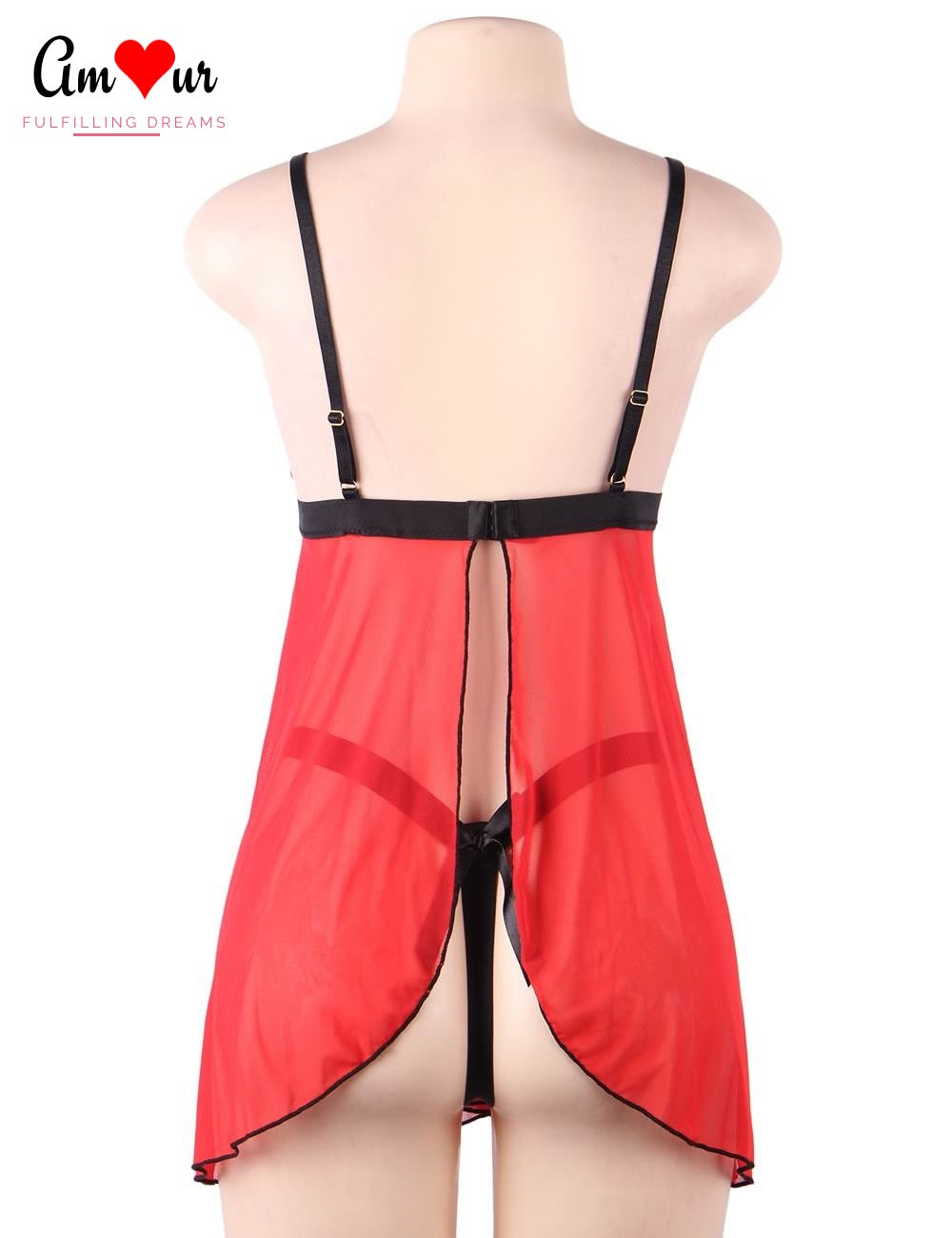 Sexy Chantilly Lace Applique Flyaway Babydoll
