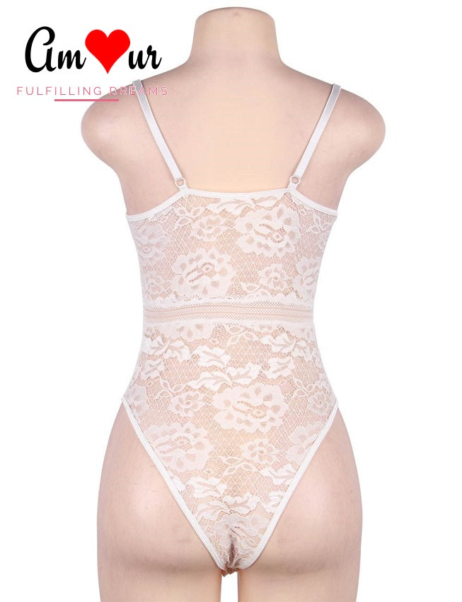 sheer white lace teddy lingerie
