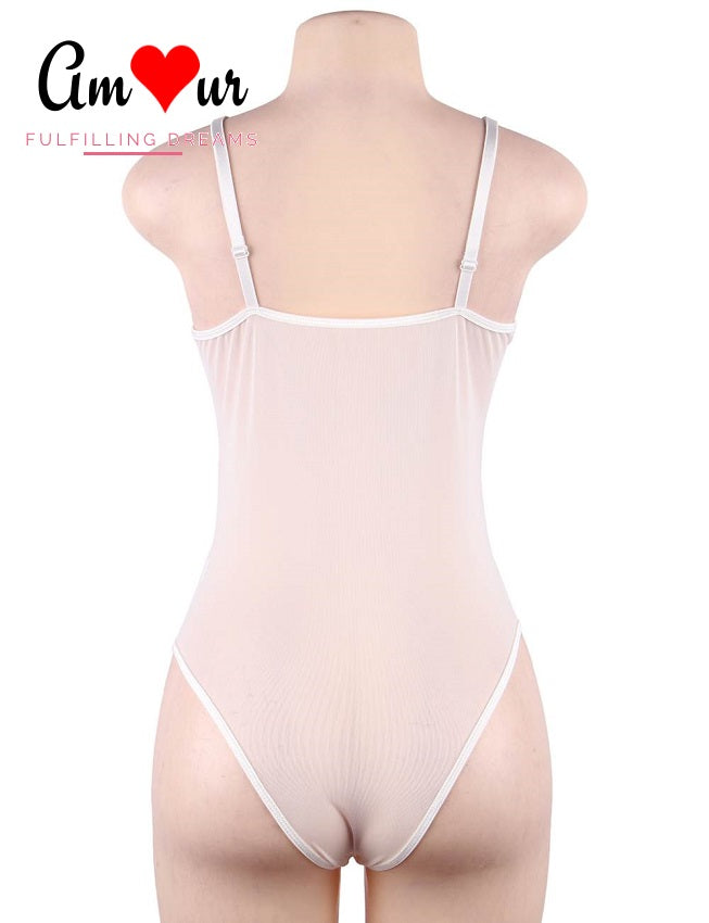 sheer mesh lace teddy