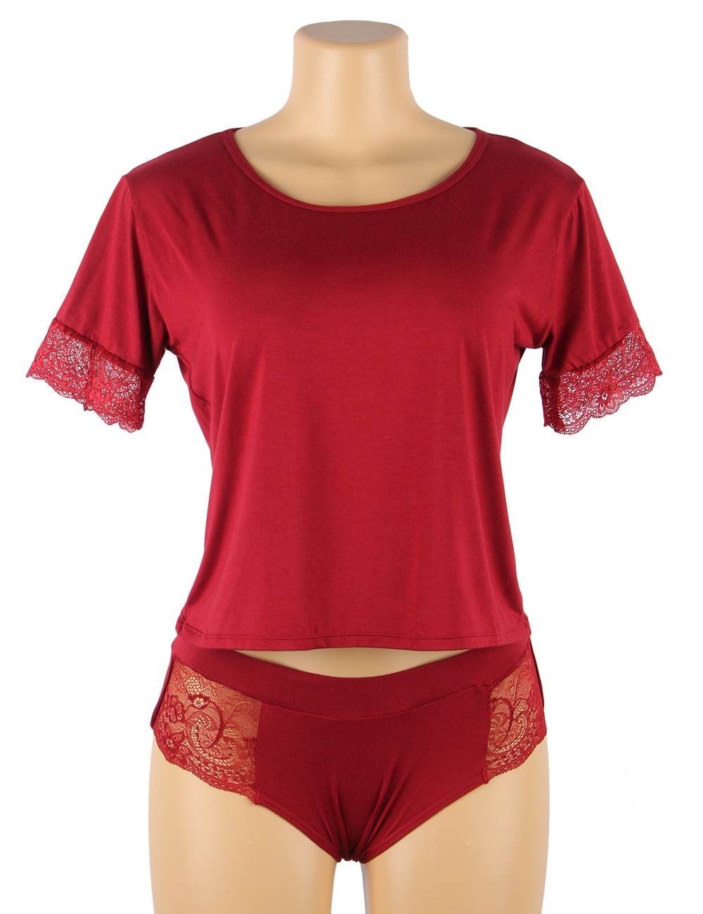 Kittenish Navy Lace T-Shirt & Boyshorts Pyjamas Set