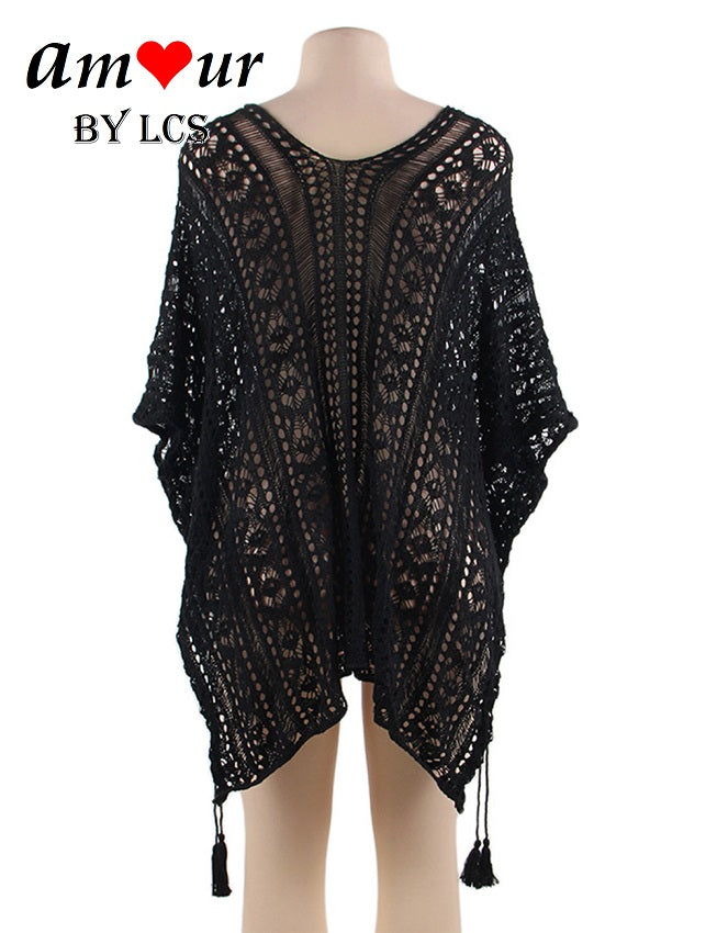 Sexy Flowy Crochet Knit Beach Tunic Dress
