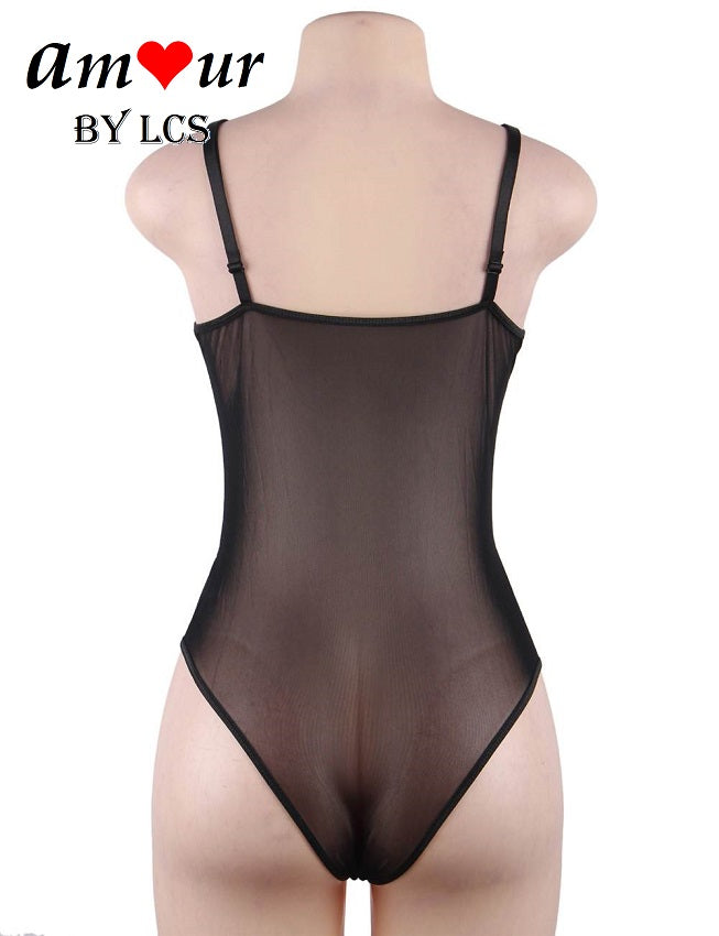 sheer black lace teddy