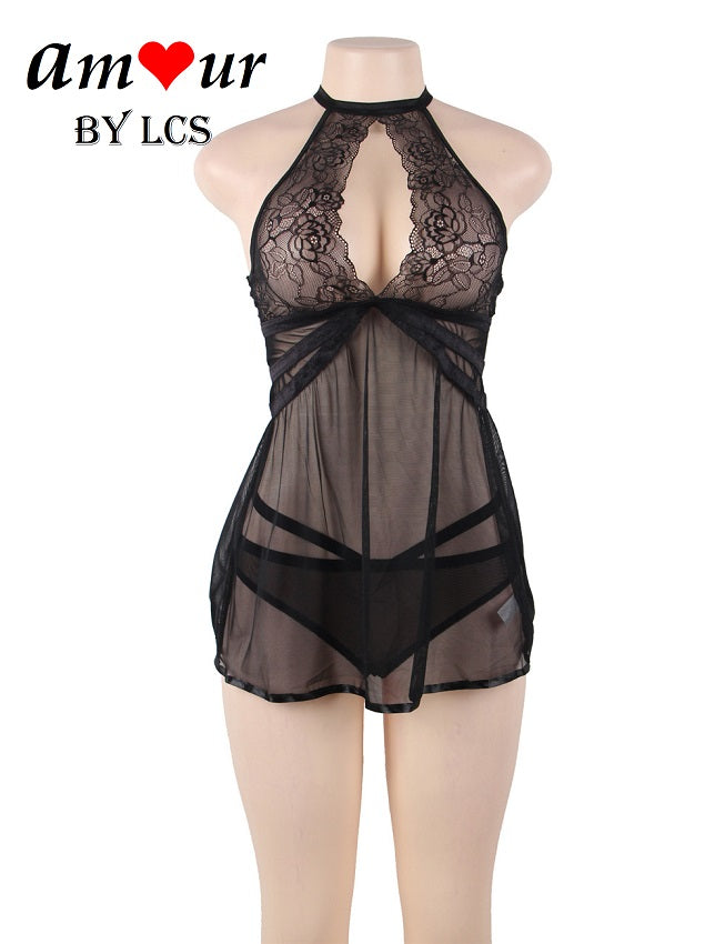 Passionately-In-Love Halter Open Back Babydoll