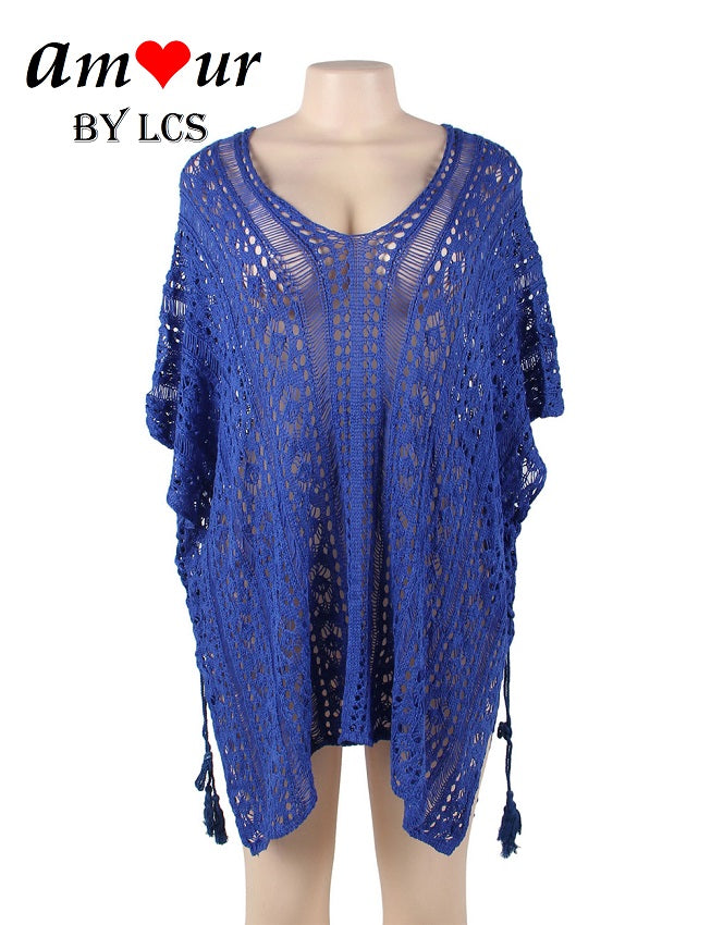 Sexy Flowy Crochet Knit Beach Tunic Dress