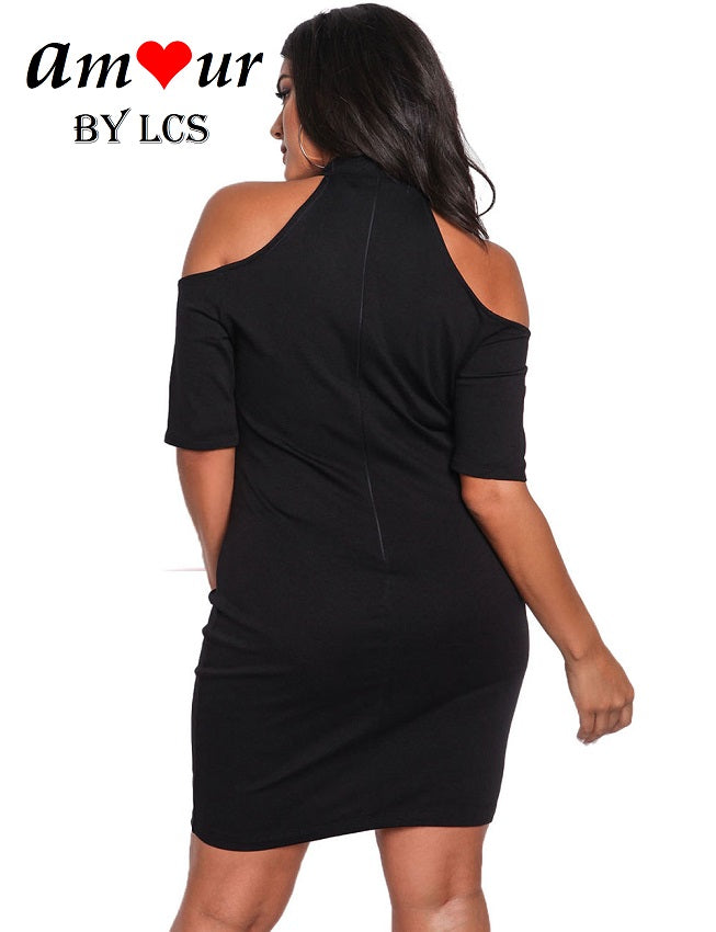 cold shoulder embroidered dress back