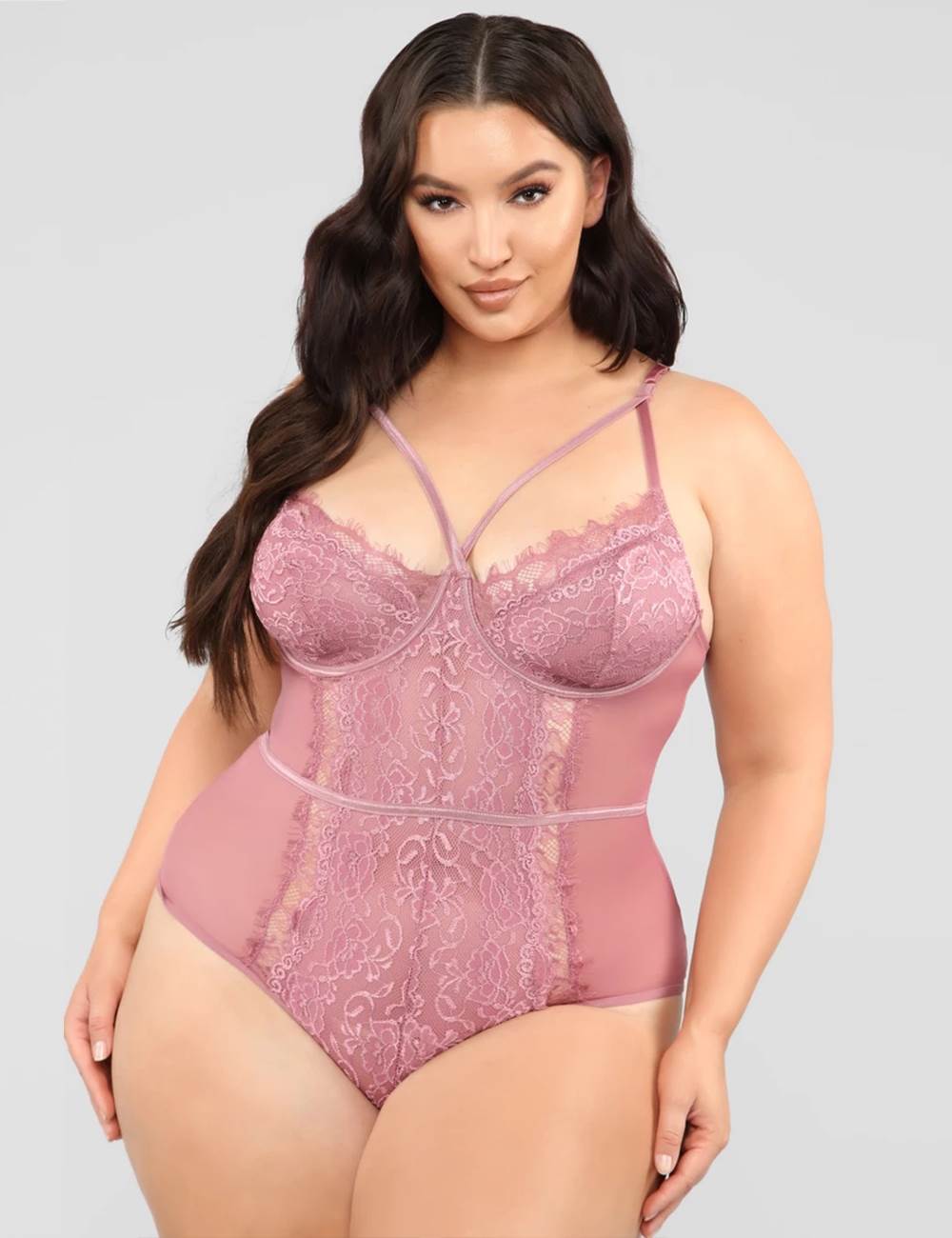 Sexy Cross Straps Lace Splice Teddy