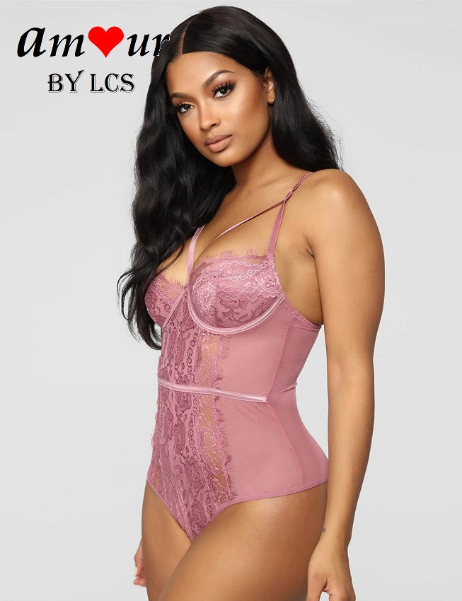Sexy Cross Straps Lace Splice Teddy