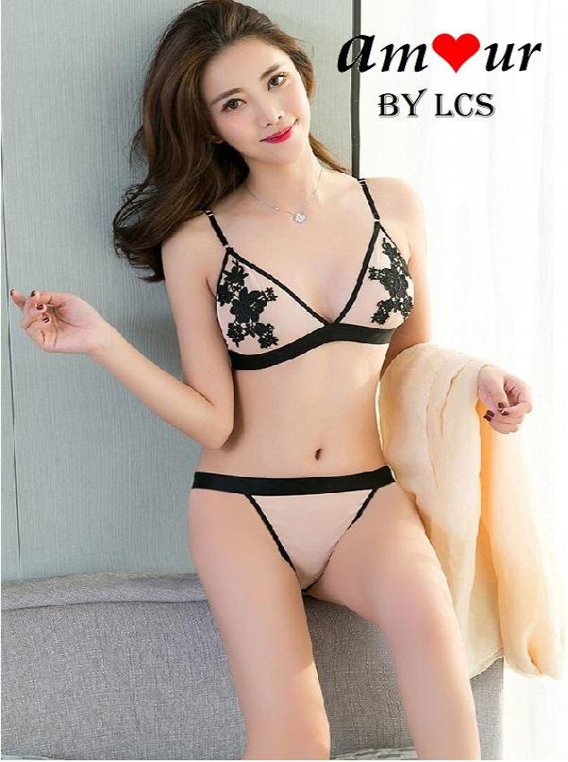 Erotic Sexy Embroidered Bra & Panty Lingerie Set