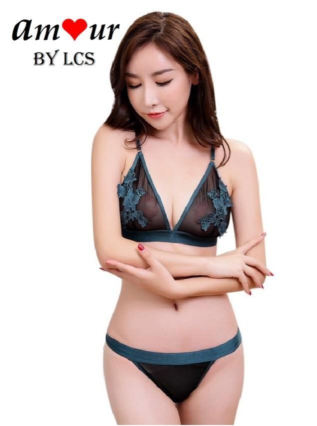 Erotic Sexy Embroidered Bra & Panty Lingerie Set
