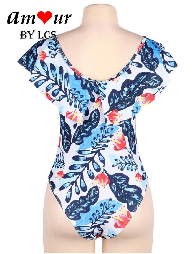 V-Neck Flounce Ruffles Summer Swimsuit