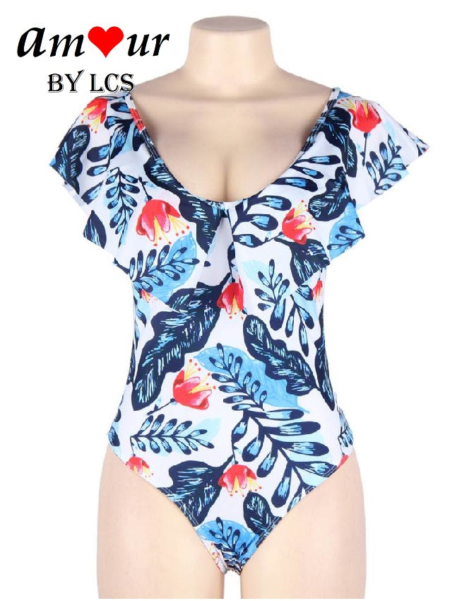 V-Neck Flounce Ruffles Summer Swimsuit