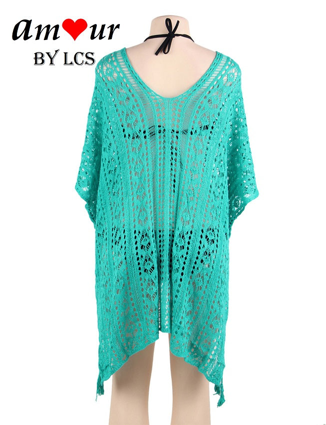 Sexy Flowy Crochet Knit Beach Tunic Dress