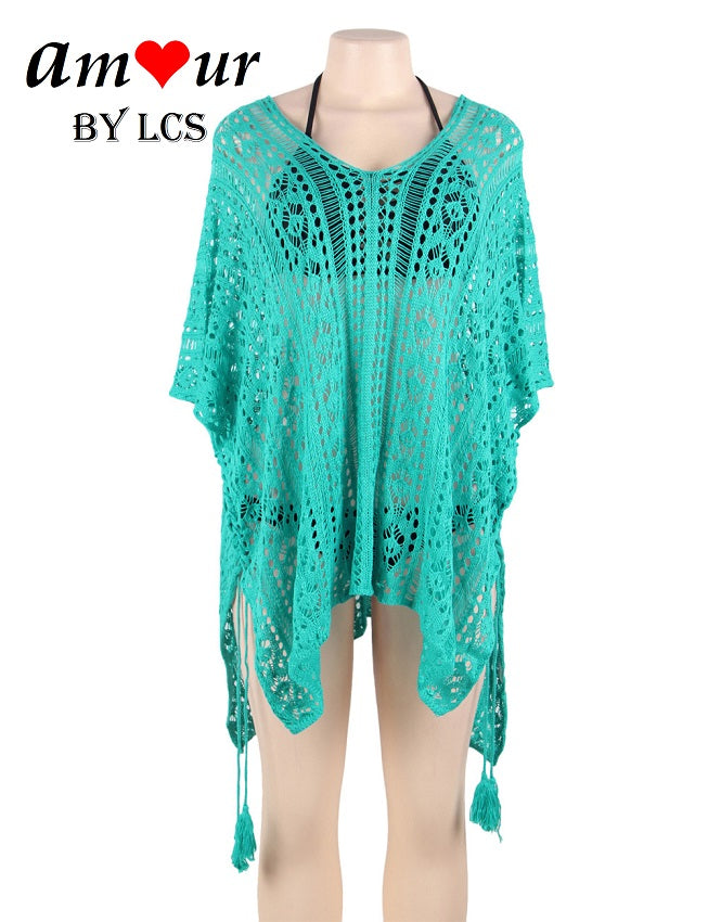Sexy Flowy Crochet Knit Beach Tunic Dress