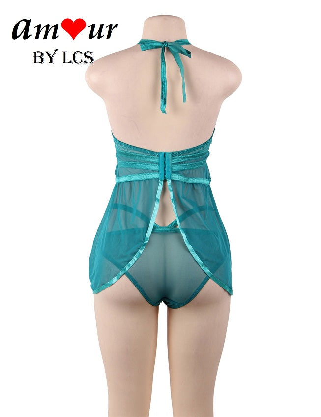 Passionately-In-Love Halter Open Back Babydoll