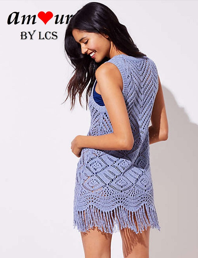 Sexy Tassel Knit Bikini Beach Dress