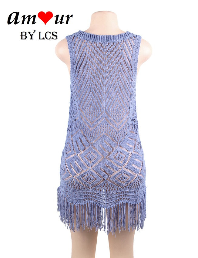 Sexy Tassel Knit Bikini Beach Dress