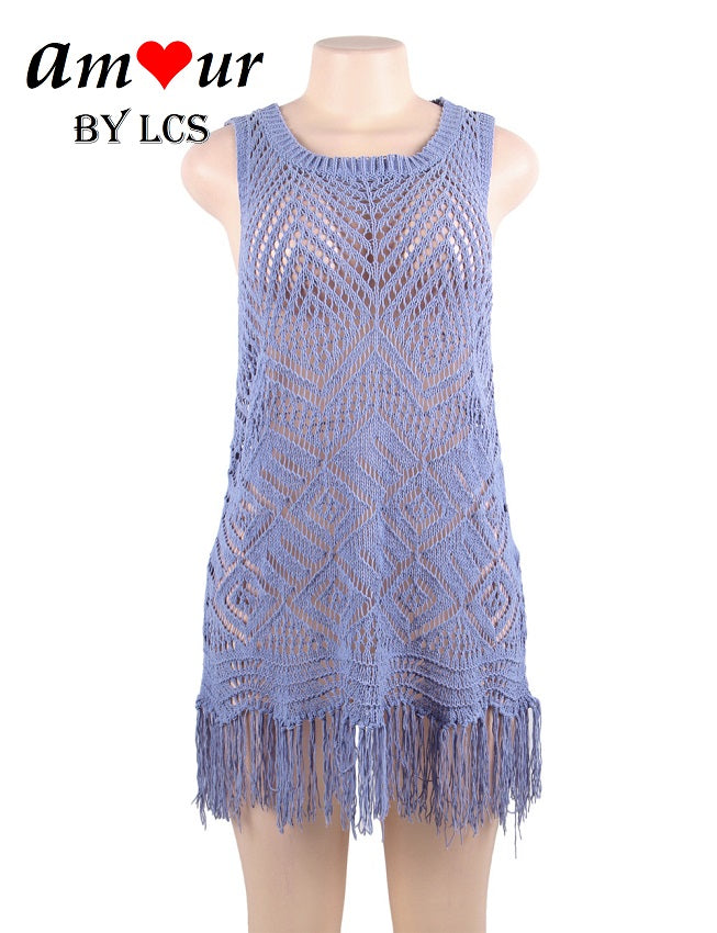 Sexy Tassel Knit Bikini Beach Dress