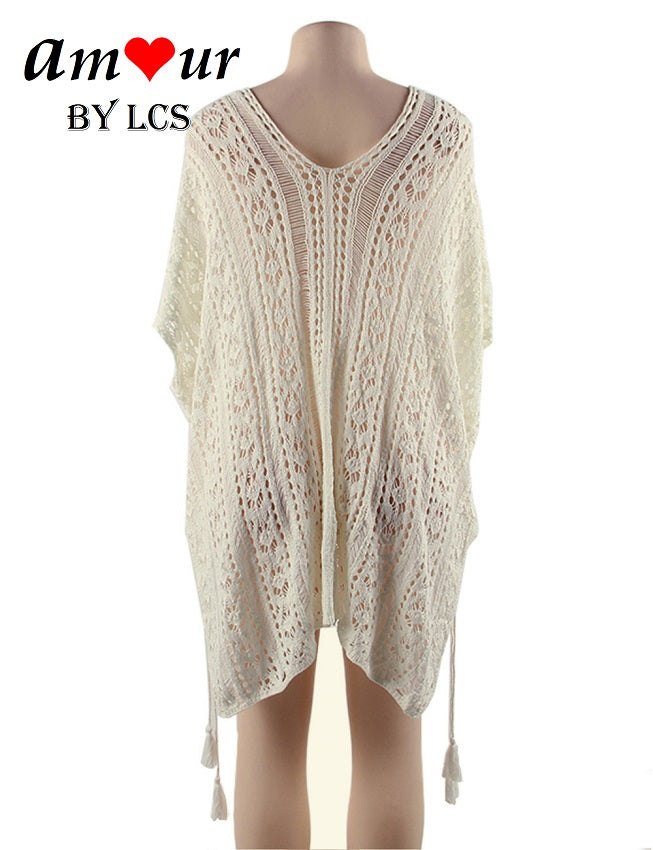 Sexy Flowy Crochet Knit Beach Tunic Dress