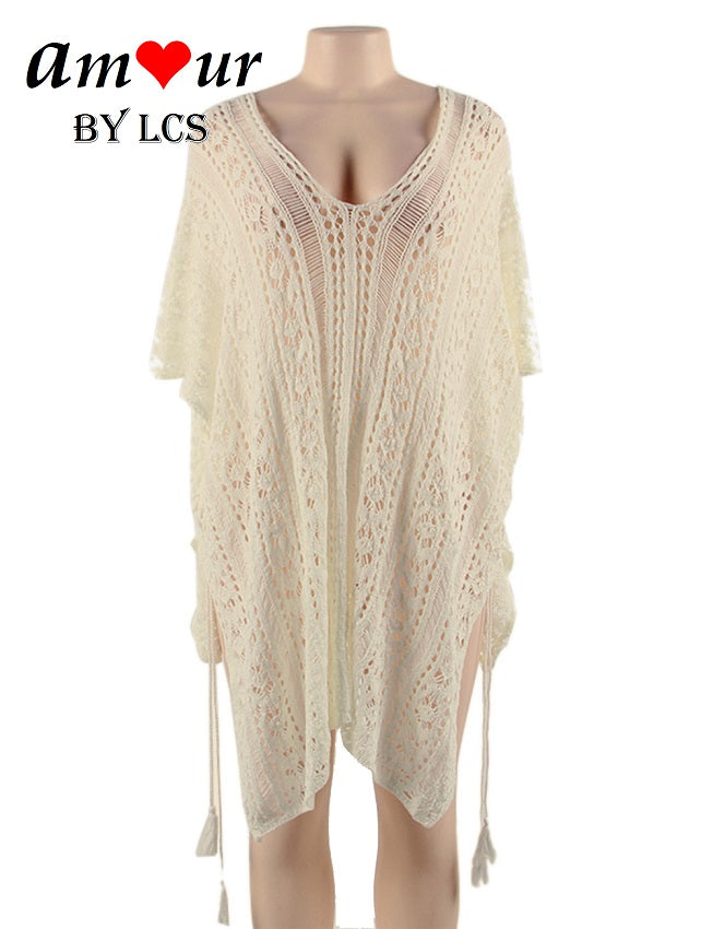 Sexy Flowy Crochet Knit Beach Tunic Dress