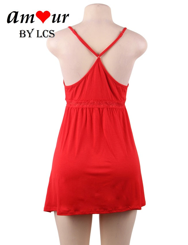 Sexy Crossback Plunging Chemise Pajamas Dress