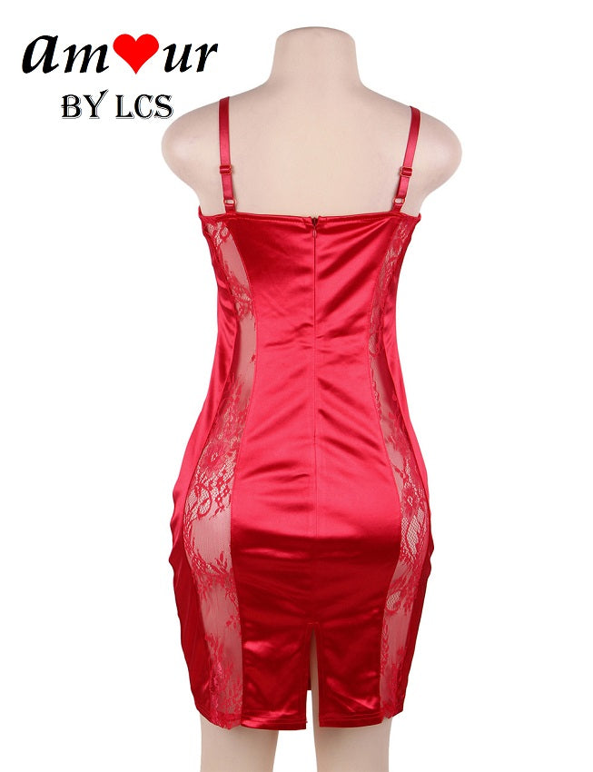 Seductive Red Club Party Lace Bustier Dress