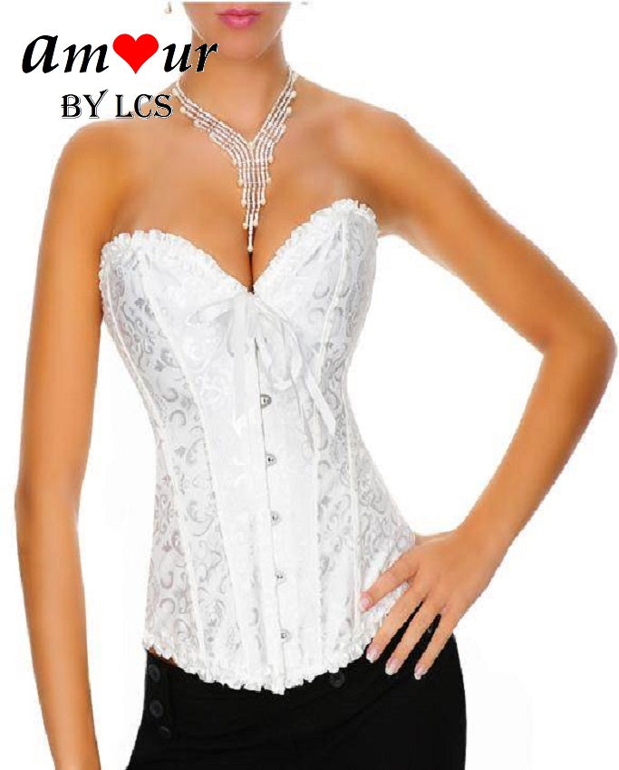 Sexy Satin Brocade Corset with G-String