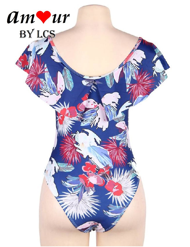 V-Neck Flounce Ruffles Summer Swimsuit