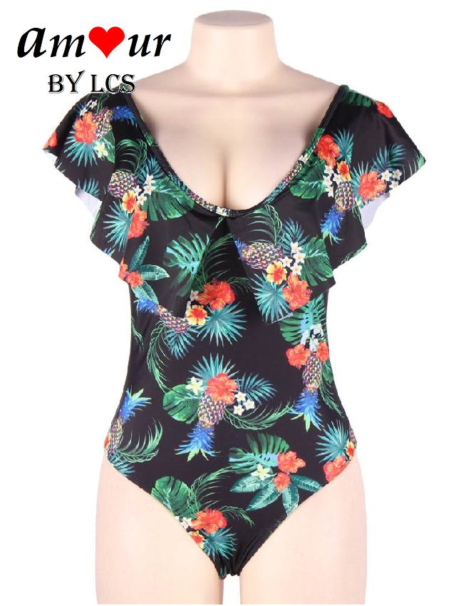 V-Neck Flounce Ruffles Summer Swimsuit