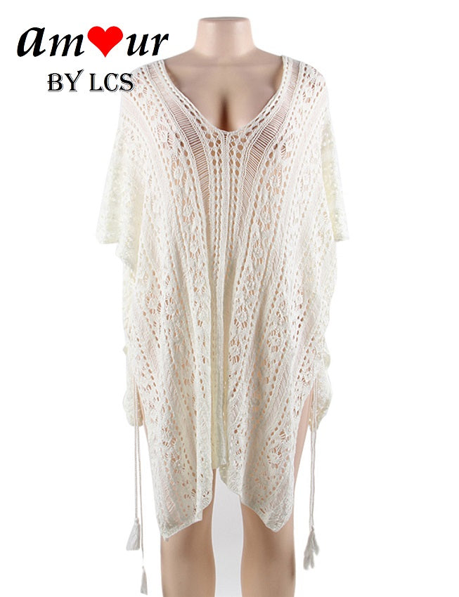 Sexy Flowy Crochet Knit Beach Tunic Dress