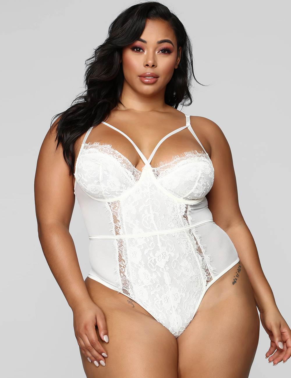 plus size white teddy lingerie