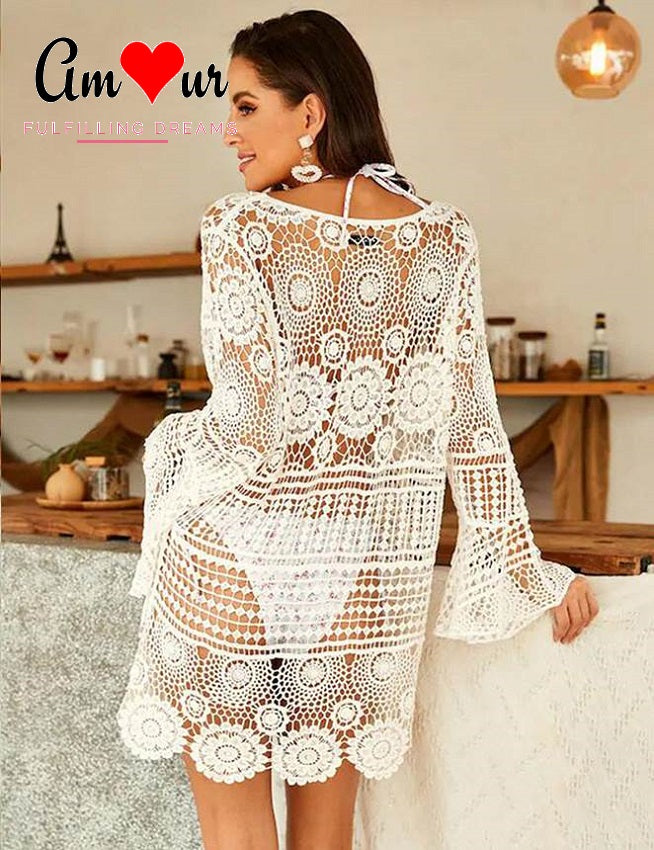 White Crochet Bikini Beach Tunic