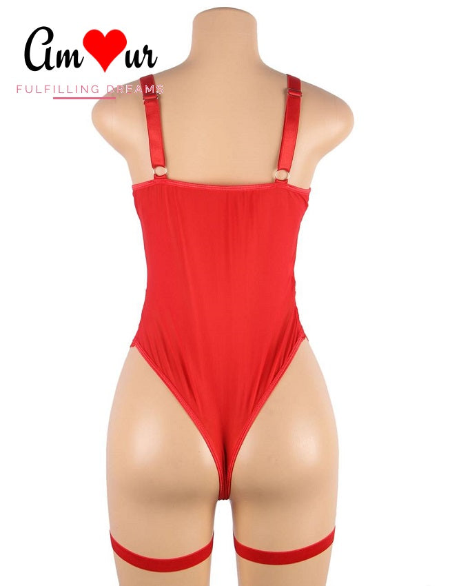Suggestive Lace Teddy with Sexy Leg Rings