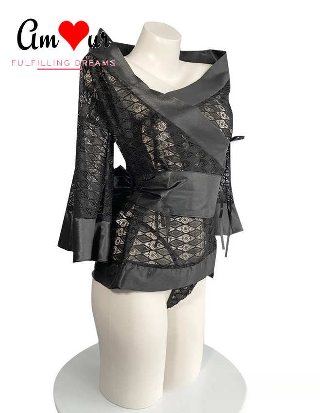 Noir Éclipse Sexy Lace Kimono