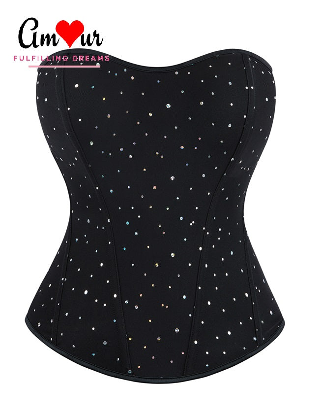 Sexy Ribbon Zip-Front Jacquared Corset Top