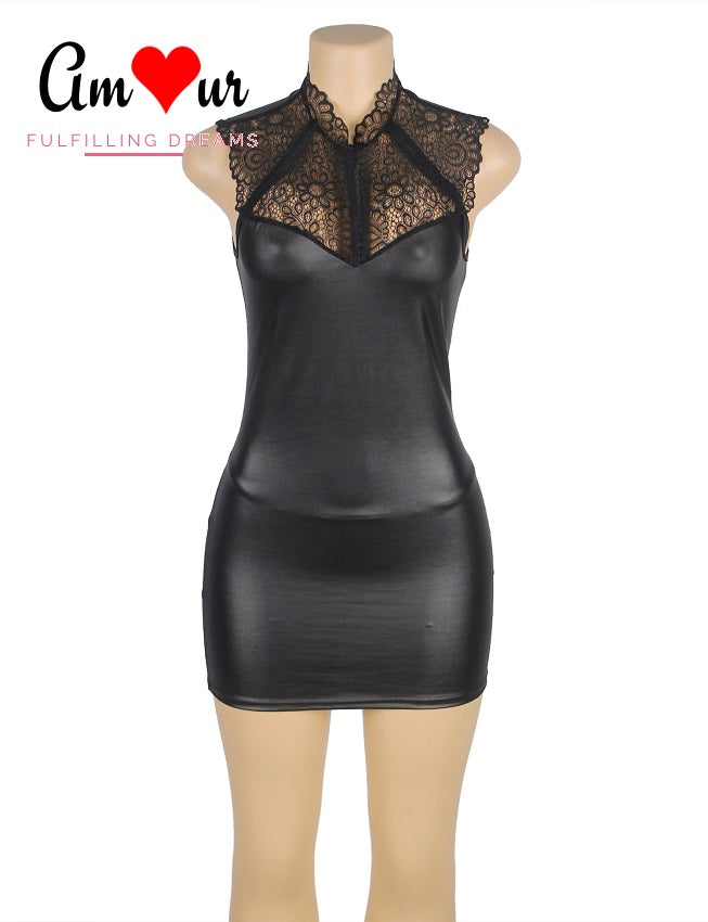 Inviting Black Lace Shimmer Bodycon Dress
