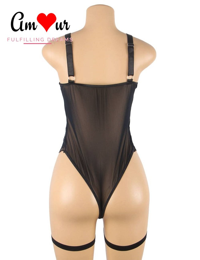Suggestive Lace Teddy with Sexy Leg Rings